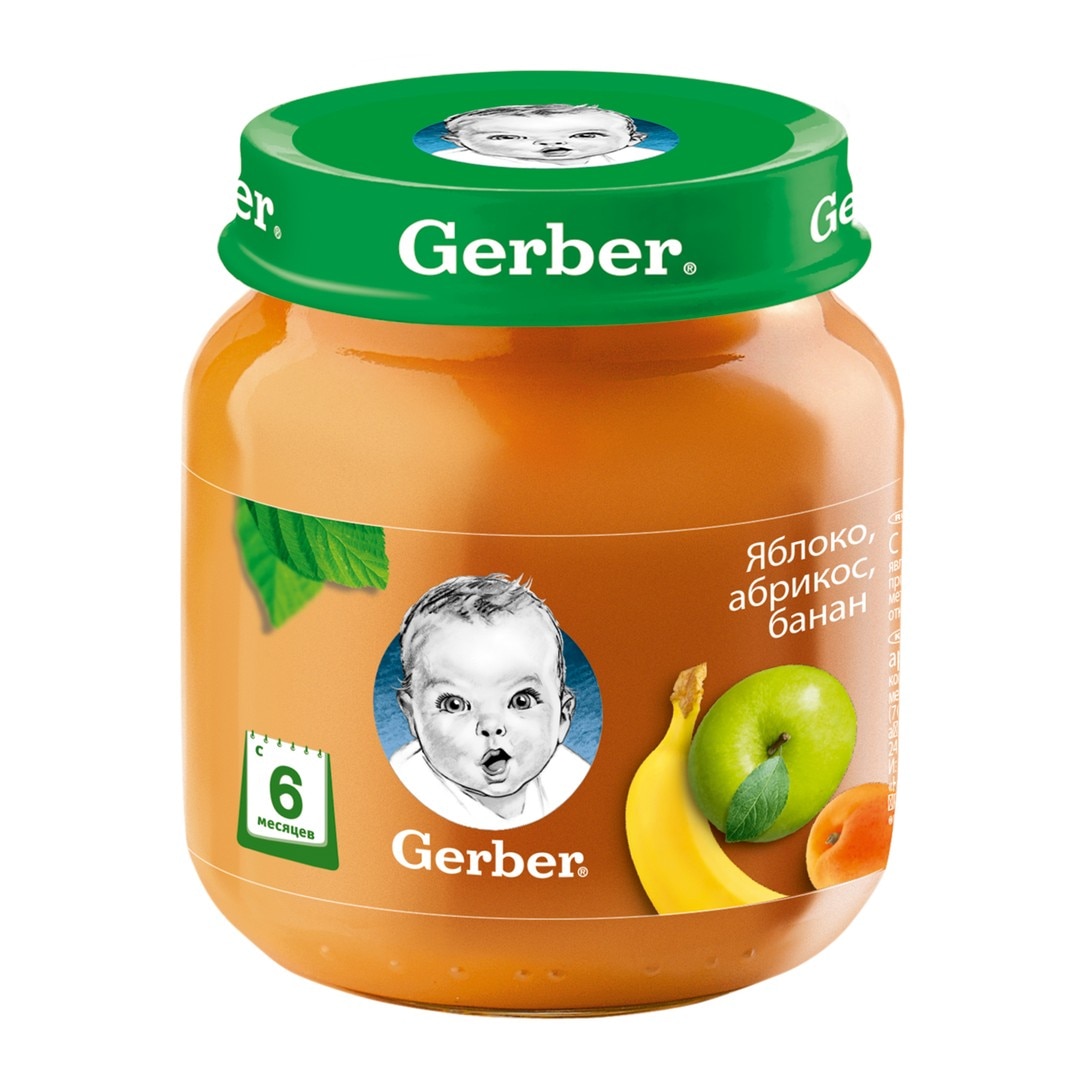 Фруктовое пюре Gerber® «Яблоко, абрикос, банан»