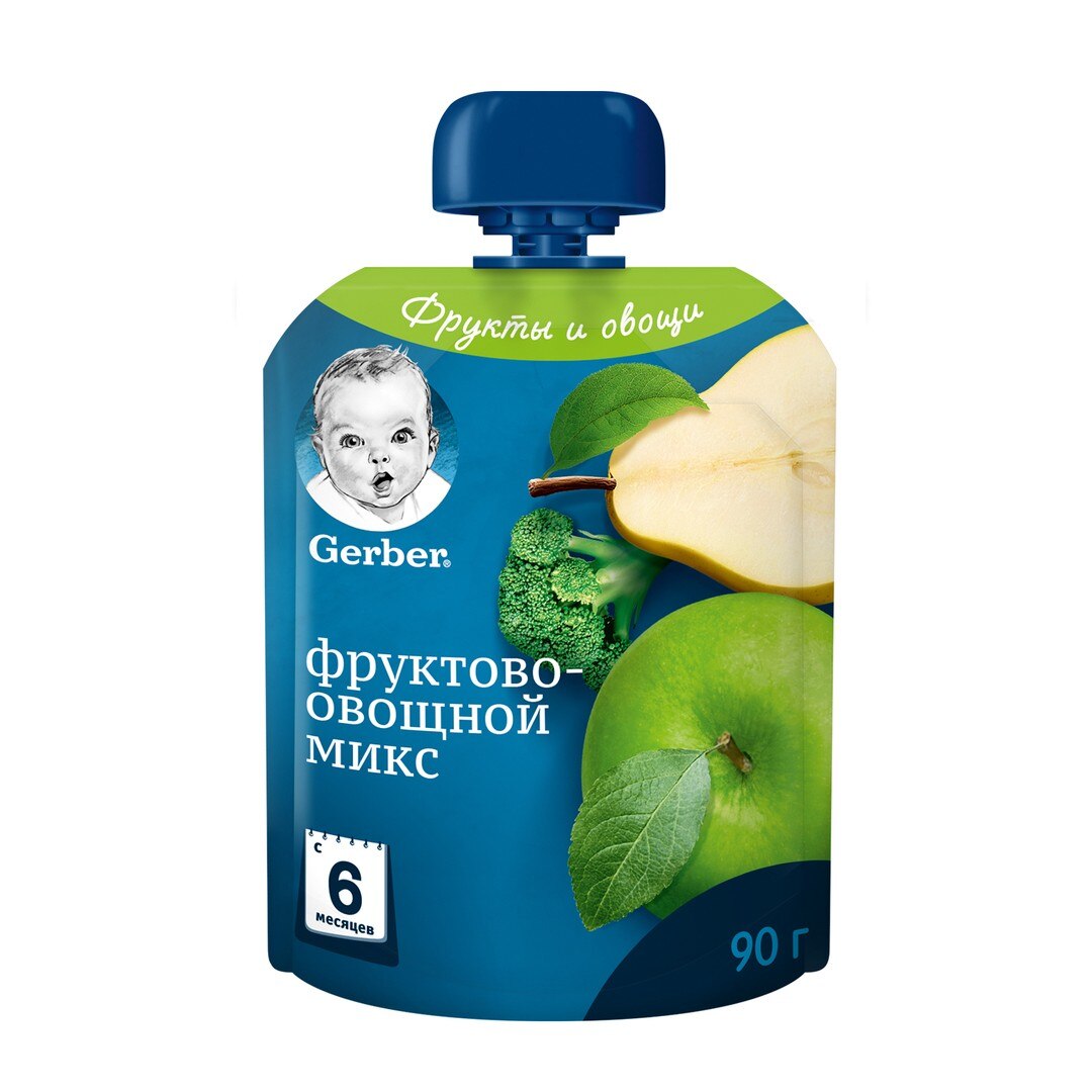 Фруктово-овощное пюре Gerber® «Фруктово-овощной микс», обогащенное витамином С