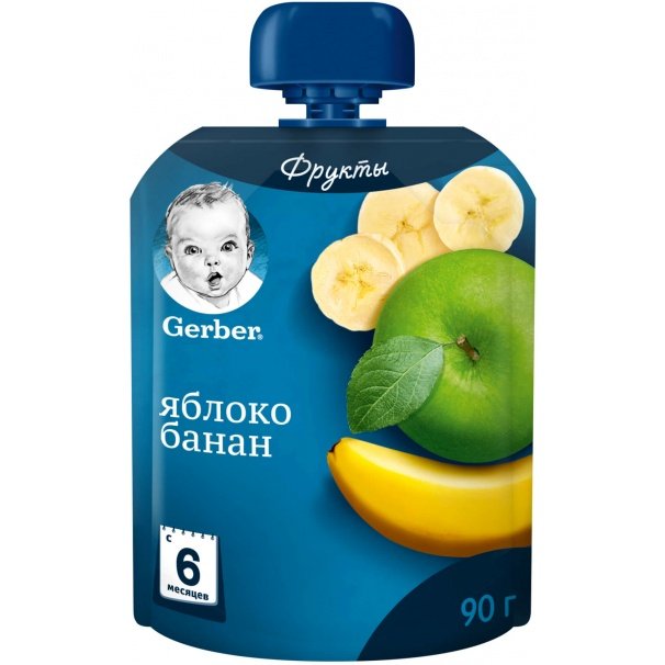 Фруктовое пюре Gerber® «Яблоко, банан», обогащенное витамином С