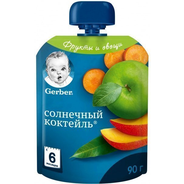 Фруктово-овощное пюре Gerber® «Солнечный коктейль», обогащенное витамином С