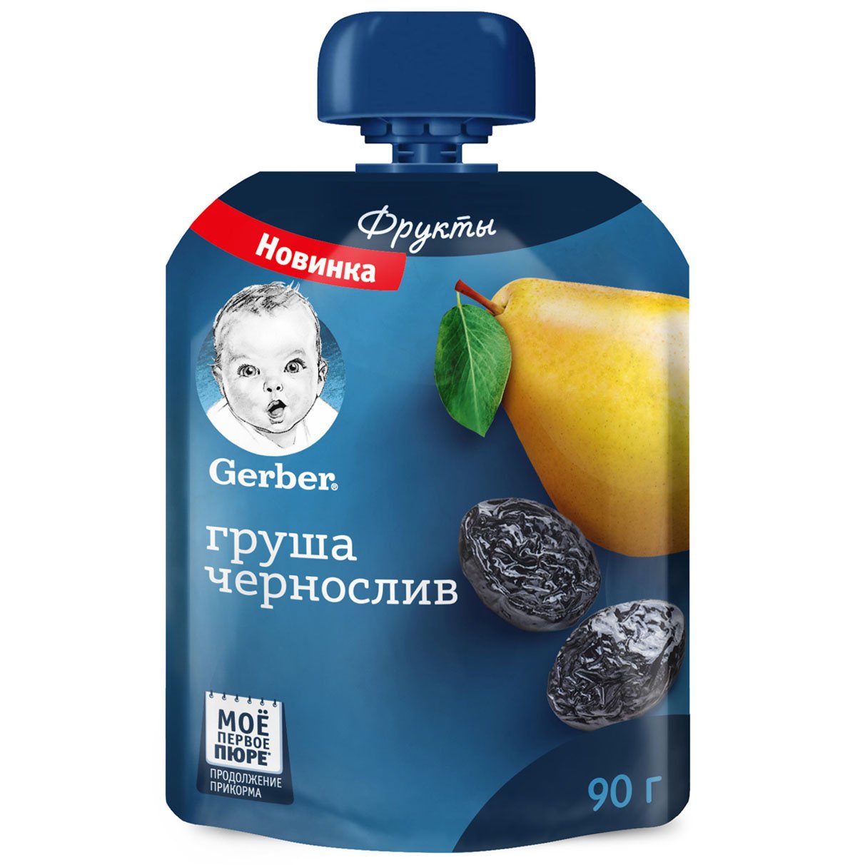 Фруктовое пюре в мягкой упаковке Gerber® «Груша, чернослив»