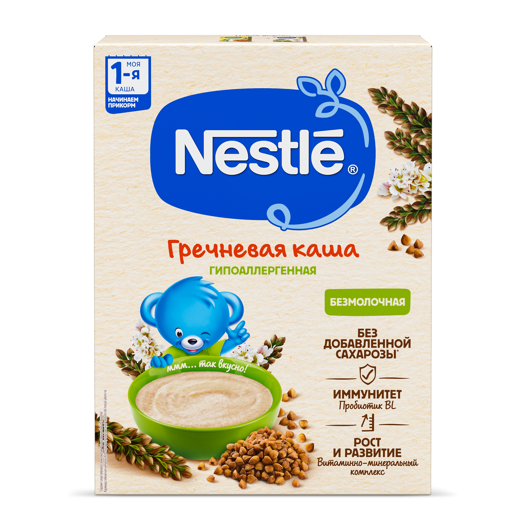 Каша Nestlé Безмолочная гречневая для начала прикорма с пробиотиком BL